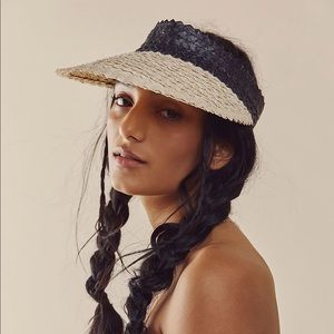 Free People Baha Color Block Straw Visor